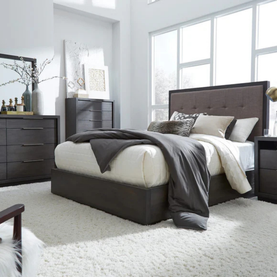 Ashi Upholstered Footboard Storage Bed in Dolphin Complete Room