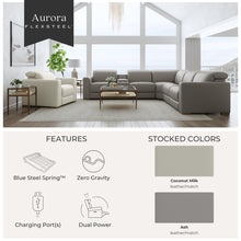 Aurora Ash Leather Power Reclining Sectional with Power Headrests