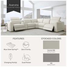 Aurora Coconut Milk Leather Power Reclining Sectional with Power Headrests