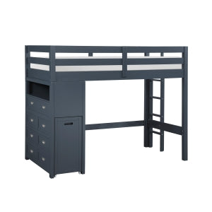 Sloane Twin/Full Loft Bunk Bed with Chest and Hidden Desk