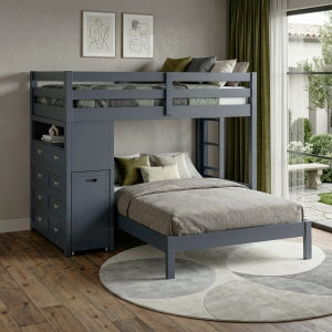Sloane Twin/Full Loft Bunk Bed with Chest and Hidden Desk