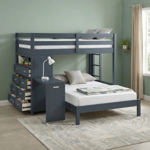 Sloane Twin/Full Loft Bunk Bed with Chest and Hidden Desk