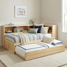 Bartly Twin Bookcase Corner Bed with Twin Trundle