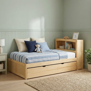 Bartly Twin Bookcase Bed with Twin Trundle