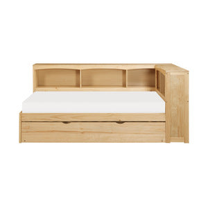 Bartly Twin Bookcase Corner Bed with Twin Trundle