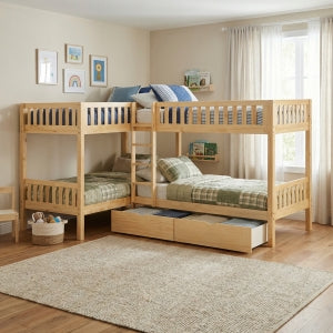Bartly Corner Bunk Bed with Storage Boxes