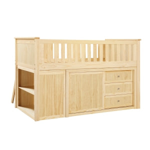 Bartly Low Loft Bunk with Bookcase and 2 Dressers