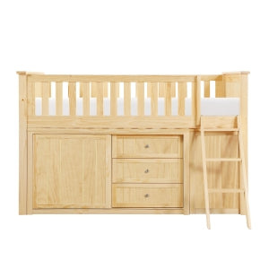 Bartly Low Loft Bunk with Bookcase and 2 Dressers