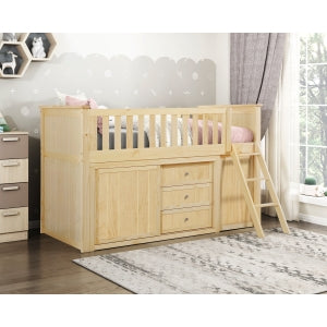 Bartly Low Loft Bunk with Bookcase and Dresser
