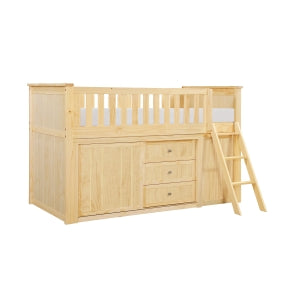 Bartly Low Loft Bunk with Bookcase and 2 Dressers