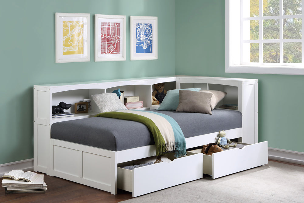 Galen (4) Twin Bookcase Corner Bed with Storage Boxes - view 5