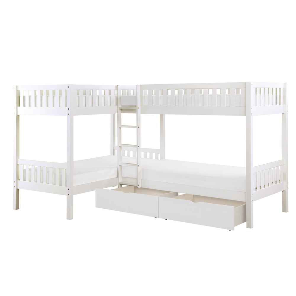 Galen (4) Corner Bunk Bed with Storage Boxes