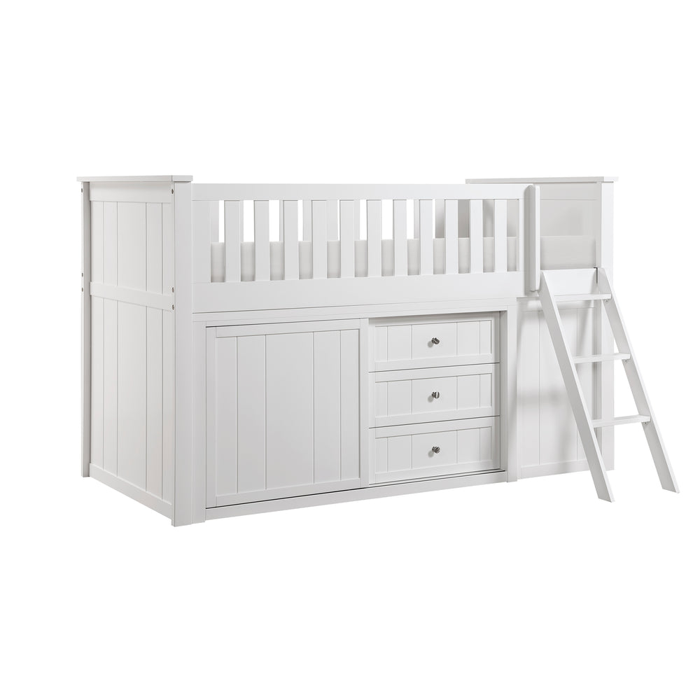 Galen (5) Low Loft Bunk with Bookcase and Dresser