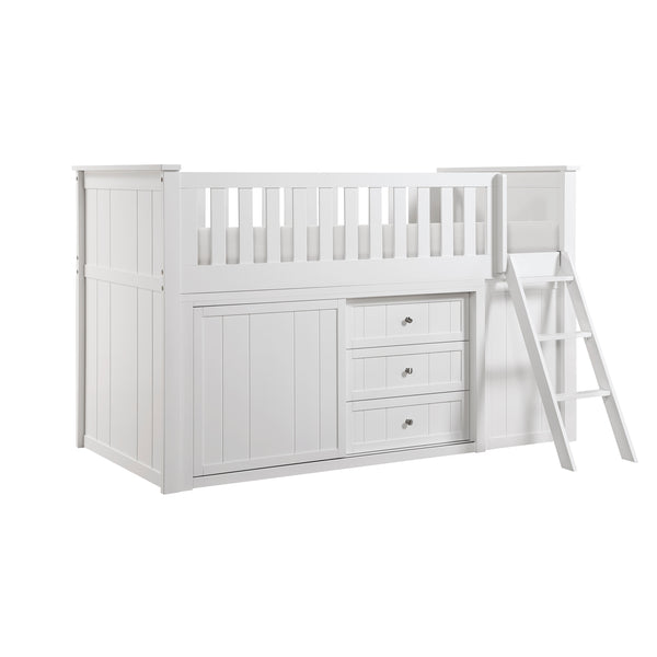 Galen (5) Low Loft Bunk with Bookcase and Dresser