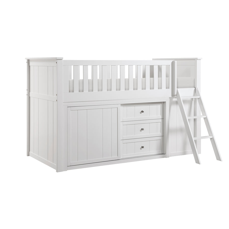 Galen (5) Low Loft Bunk with Bookcase and Dresser
