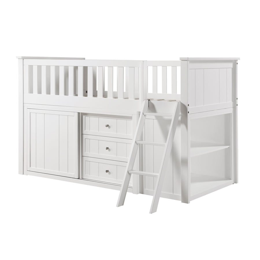 Galen (6) Low Loft Bunk with Bookcase and 2 Dressers - view 2