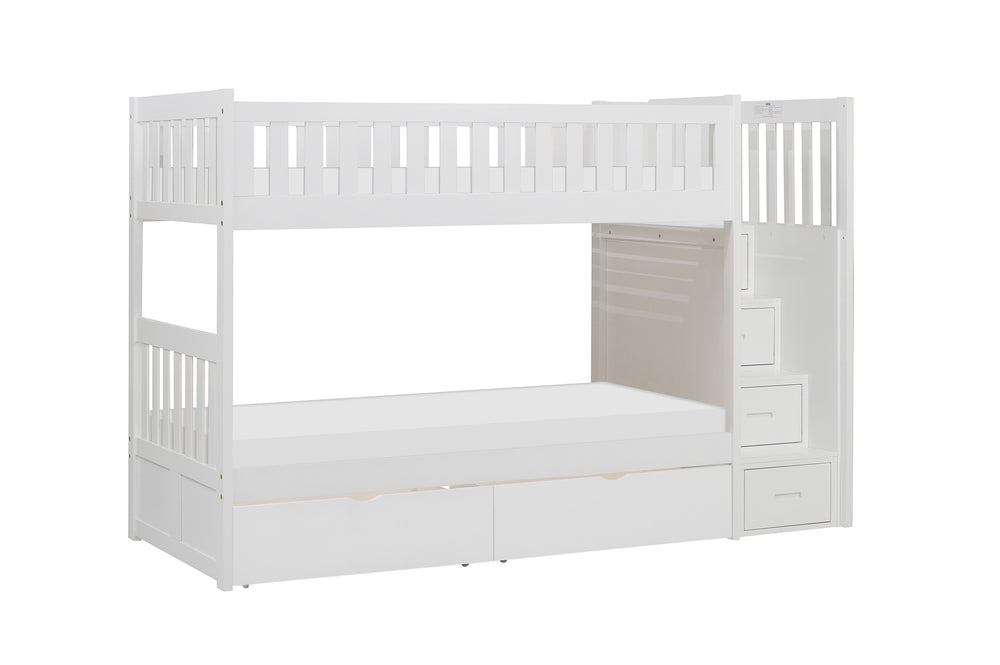 Galen (5) Twin/Twin Step Bunk Bed with Storage Boxes