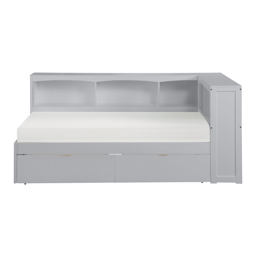 Orion (4) Twin Bookcase Corner Bed with Storage Boxes - view 3
