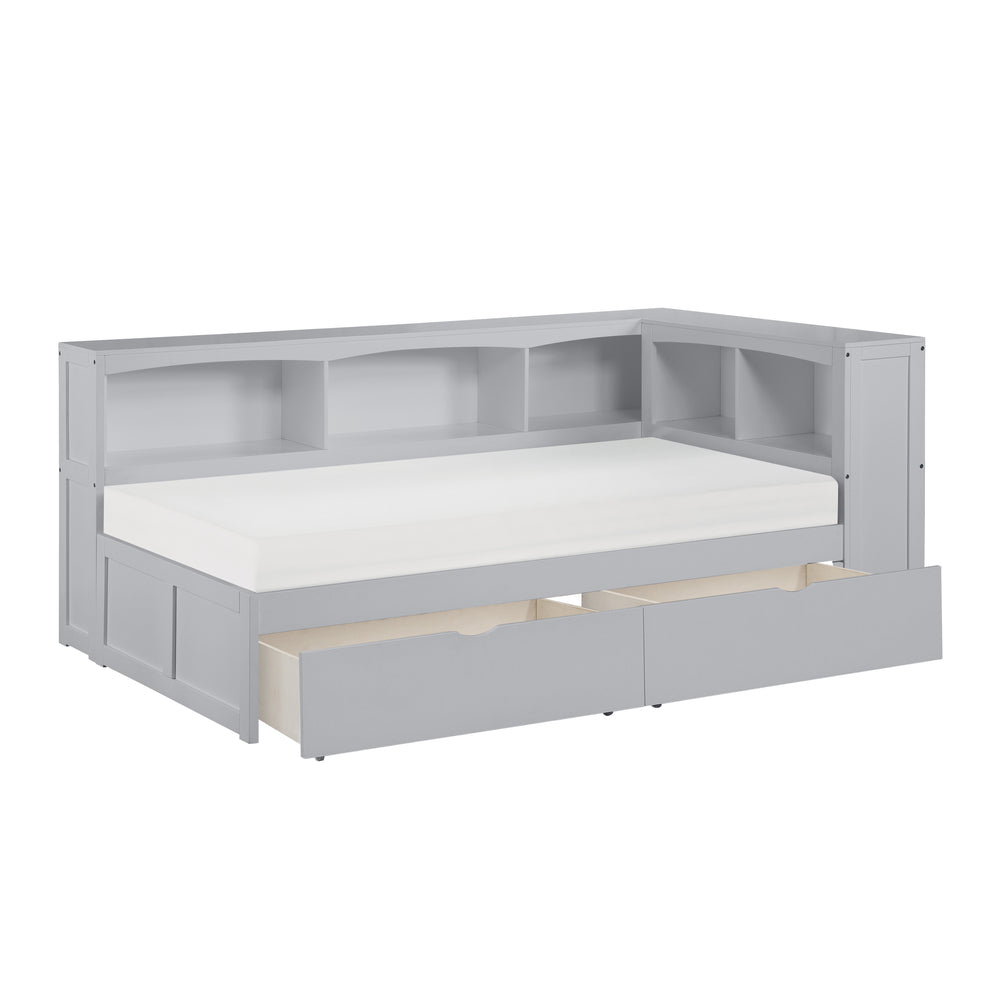 Orion (4) Twin Bookcase Corner Bed with Storage Boxes - view 4