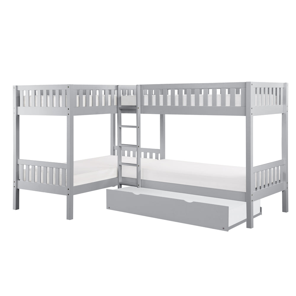 Orion (4) Corner Bunk Bed with Twin Trundle - view 3