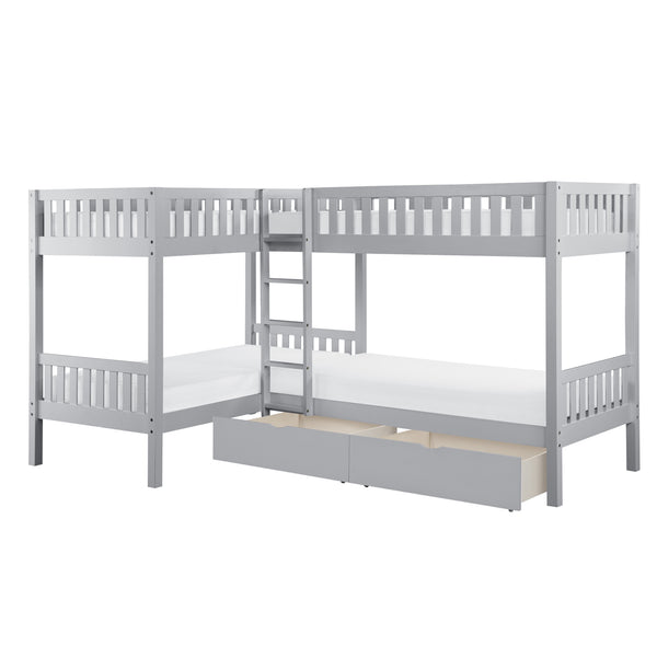 Orion (4) Corner Bunk Bed with Storage Boxes