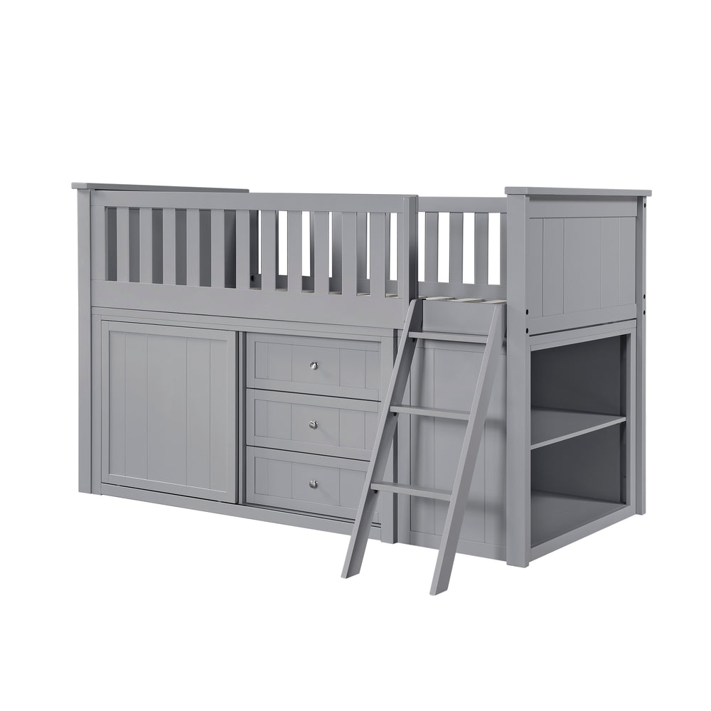 Orion (5) Low Loft Bunk with Bookcase and Dresser - view 4