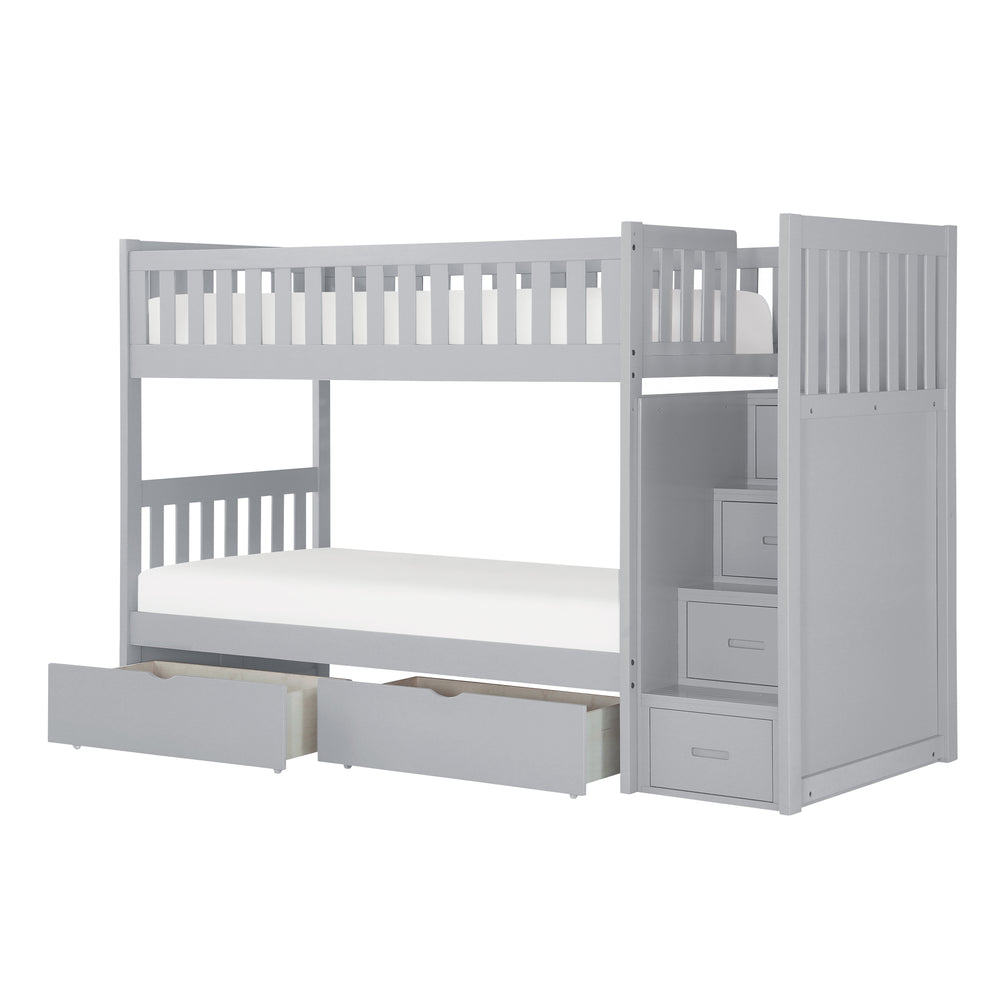 Orion (5) Twin/Twin Step Bunk Bed with Storage Boxes - view 2