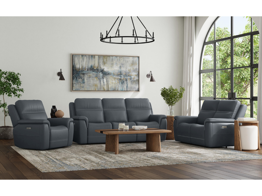 Flexsteel Sawyer Power Reclining Sofa with Power Headrest & Lumbar Complete Room