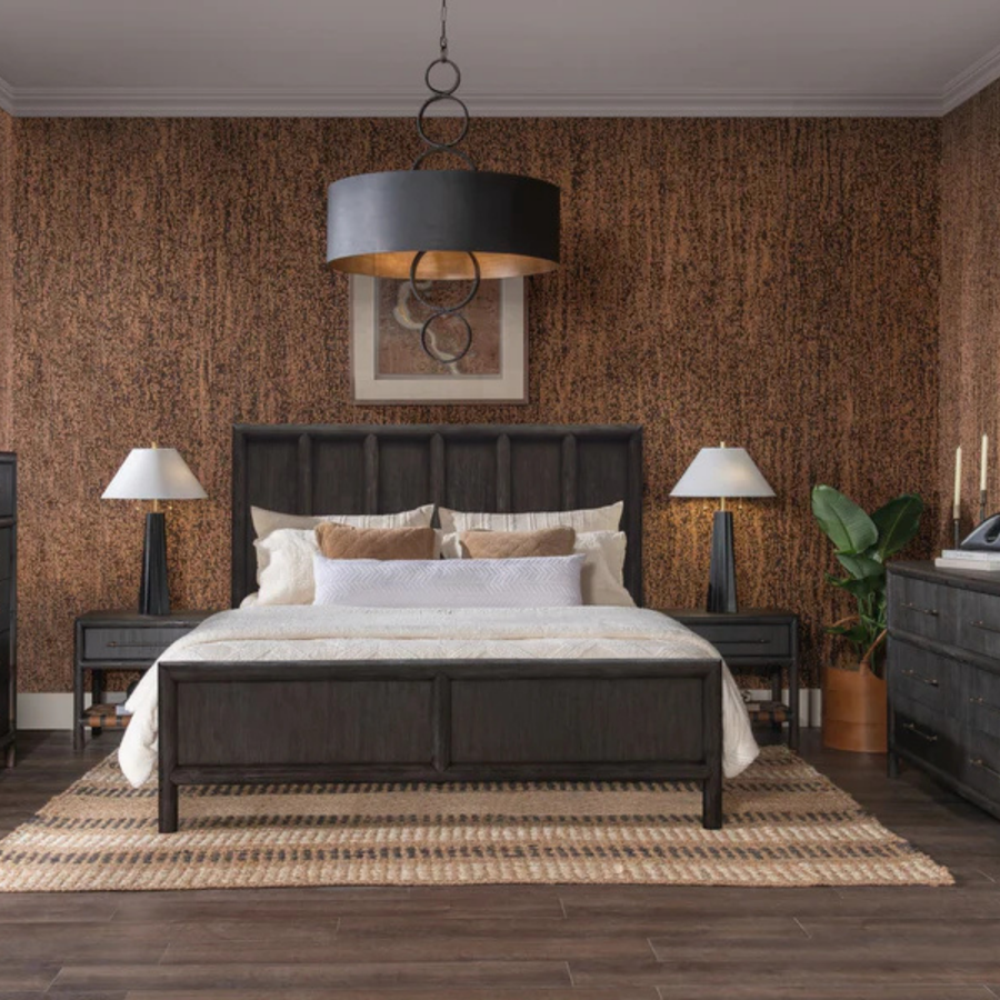 Dorchester Wooden Panel Bed in Basalt Grey Complete Room