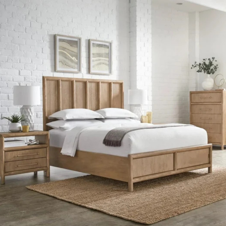 Dorchester Wooden Panel Bed in Granola Complete Room