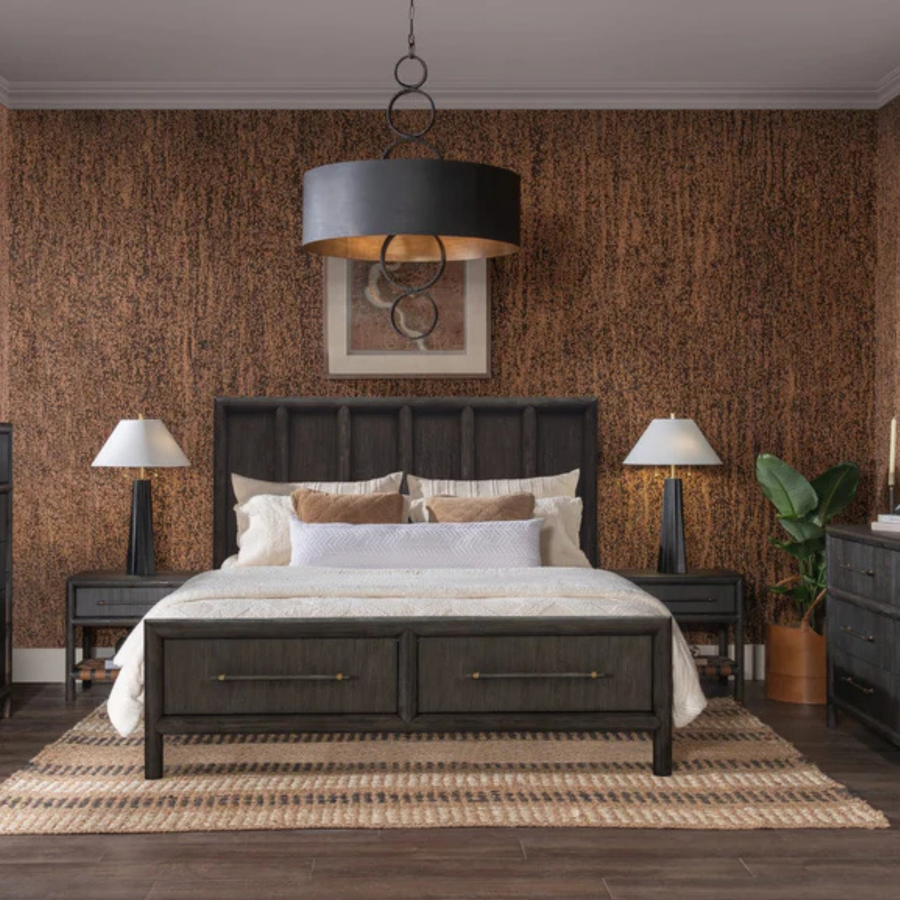 Dorchester Wooden Two Drawer Storage Bed in Basalt Grey Complete Room