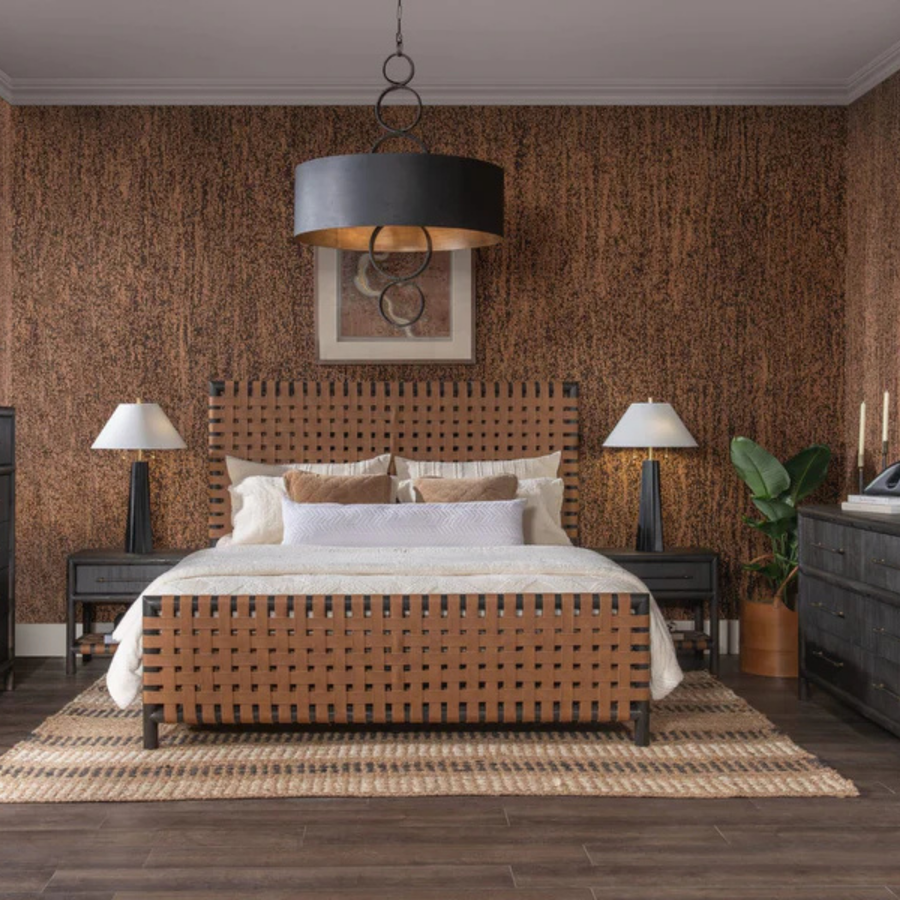 Dorchester Woven Panel Bed in Basalt Grey and Ginger Complete Room