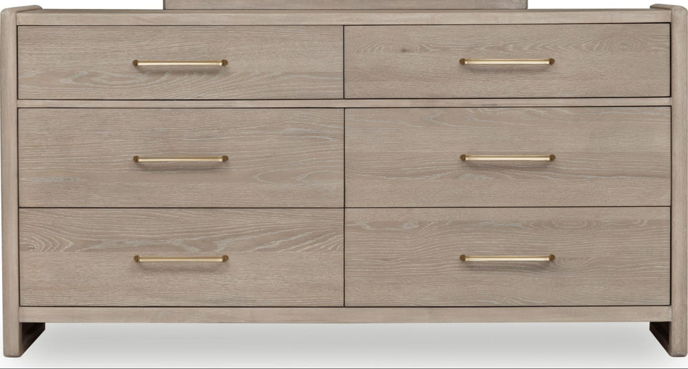 Greenwich Six Drawer Oak Wood Dresser in Chai - View 3