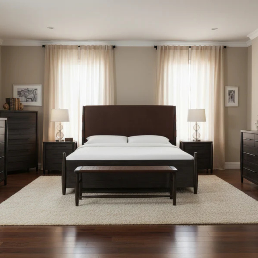 Kingston Upholstered Panel Bed in Minx Complete Room