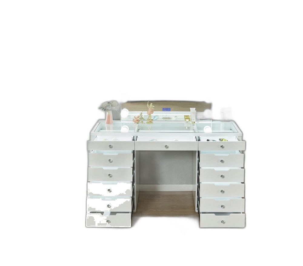 LR-003 white vanity front view, background removed
