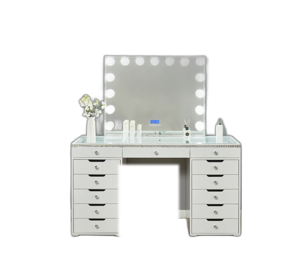 LR-004 crystal white vanity front view, background removed