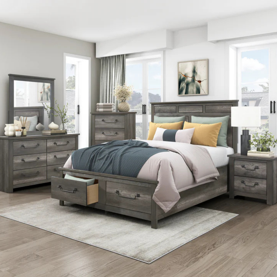 Lenior Queen Platform Bed with Footboard Storage Complete Room