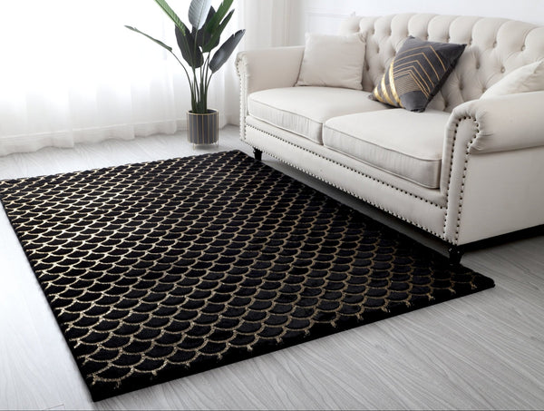 GOLD Metalic / Black Area Rug alternate view