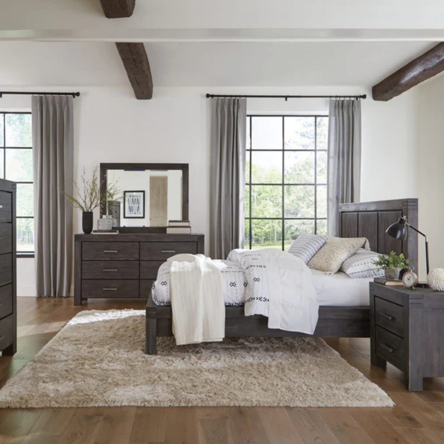 Mayfair Solid Wood Platform Bed in Graphite Complete Room