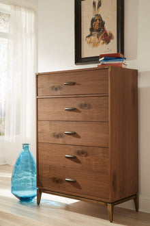 Brookfield Five Drawer Chest in Natural Walnut