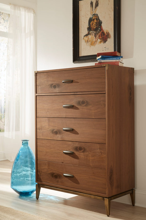 Brookfield Five Drawer Chest in Natural Walnut alternate view