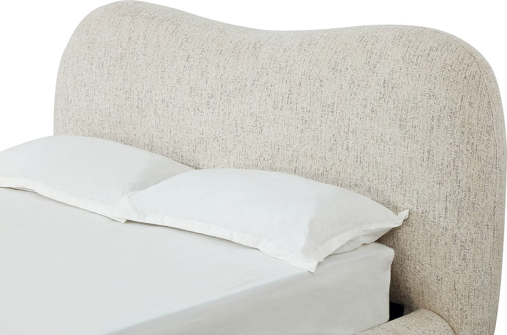 Afra Chenille Upholstered Wood Leg Platform Bed in Chinchilla - View 5