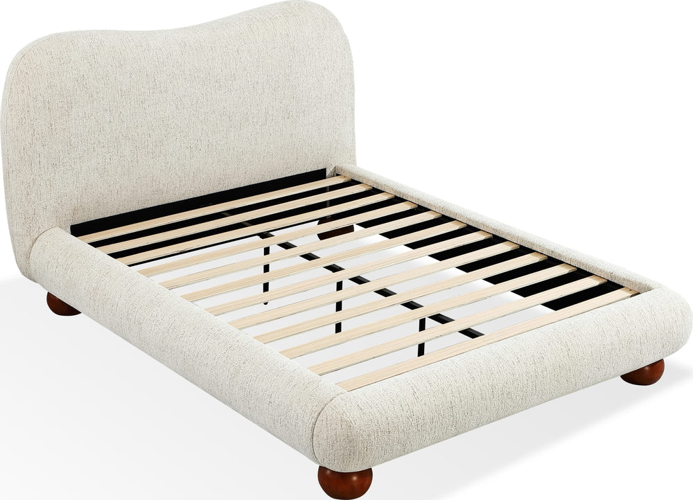 Afra Chenille Upholstered Wood Leg Platform Bed in Chinchilla - View 6