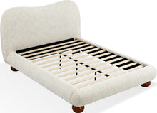 Afra Chenille Upholstered Wood Leg Platform Bed in Chinchilla - View 6