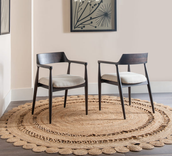 Brentwood Solid Mango Linen Upholstered Dining Arm Chair in Honey Date alternate view