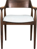 Brentwood Solid Mango Linen Upholstered Dining Arm Chair in Honey Date