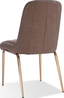 Apollo Upholstered Dining Chair in Cinnamon Synthetic Leather and Brushed Bronze Metal - View 2