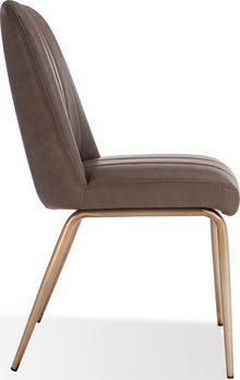 Apollo Upholstered Dining Chair in Cinnamon Synthetic Leather and Brushed Bronze Metal - View 4