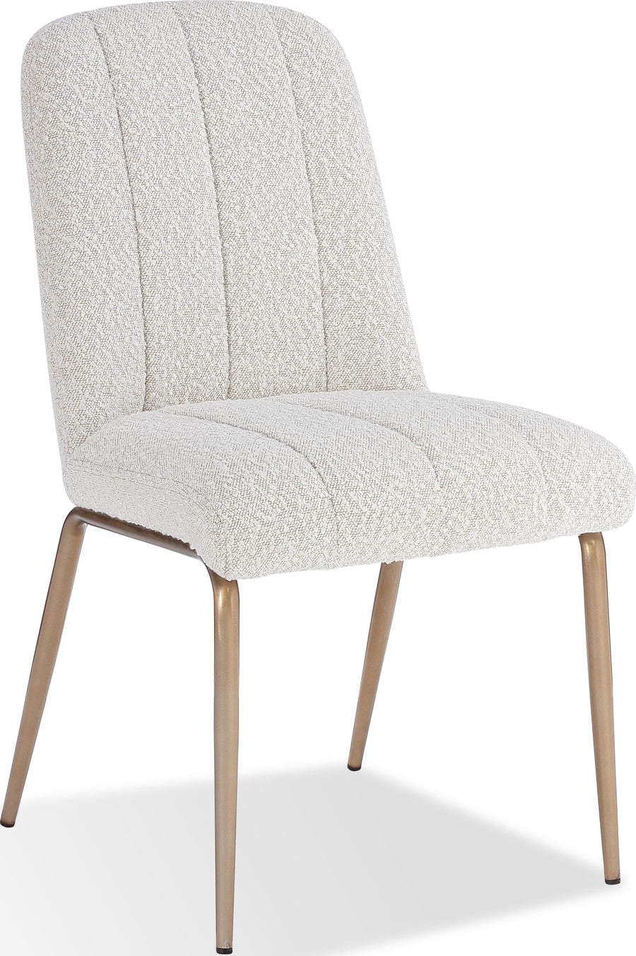 Apollo Upholstered Dining Chair in Ricotta Boucle and Brushed Bronze Metal - View 3