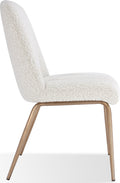 Apollo Upholstered Dining Chair in Ricotta Boucle and Brushed Bronze Metal
